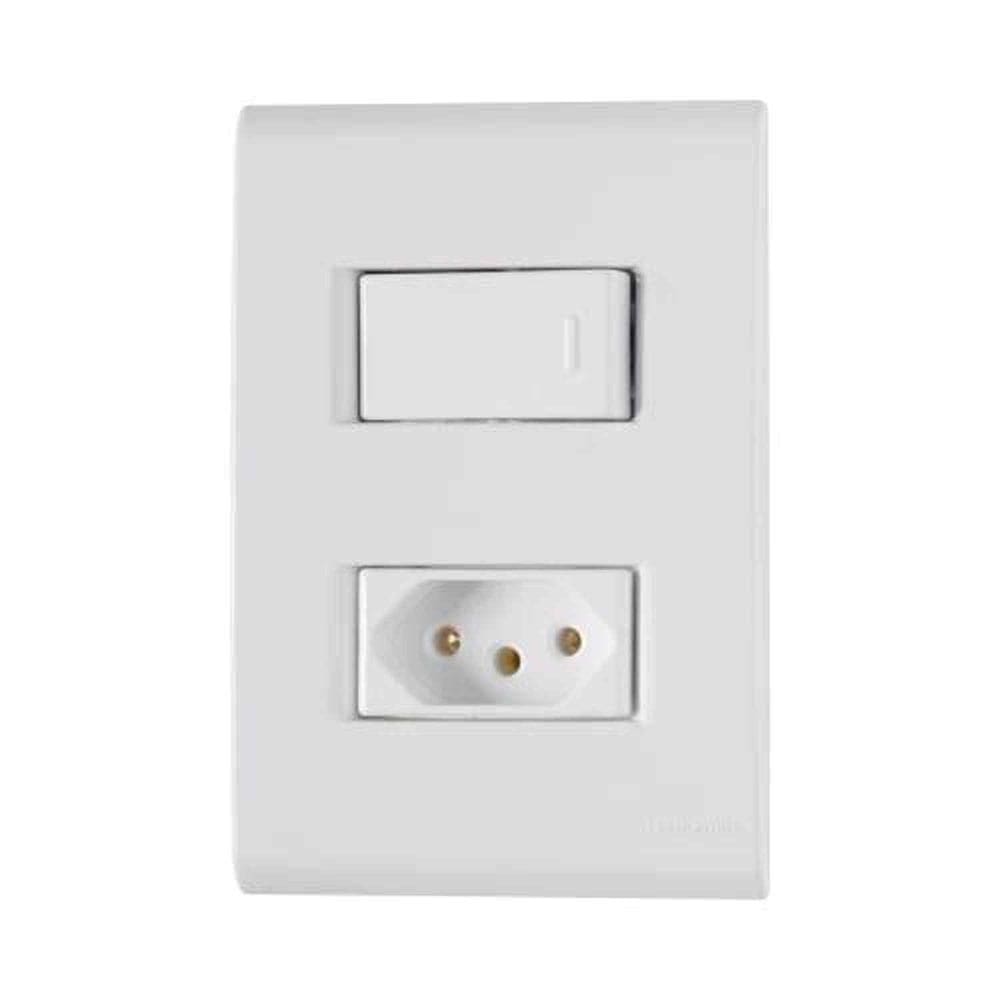 Interruptor Simples + Tomada 20a Linha Liz Tramontina - Branco - Modular - Parafusos Inclusos
