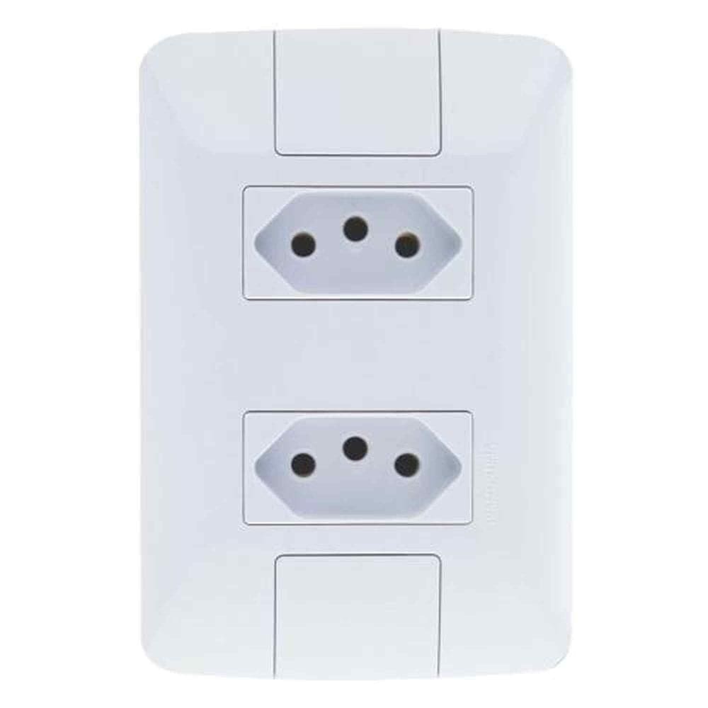 Conjunto 2 Tomadas 10a - Placa Modular Branca - Tramontina