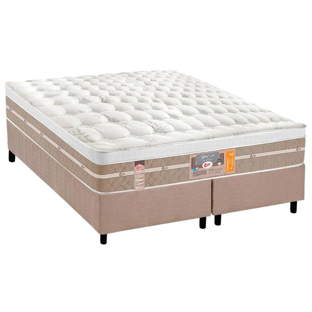 Cama Box Queen: Colchão Molas Ensacadas Castor Silver Star Air + Base CRC Suede Clean (158x198)