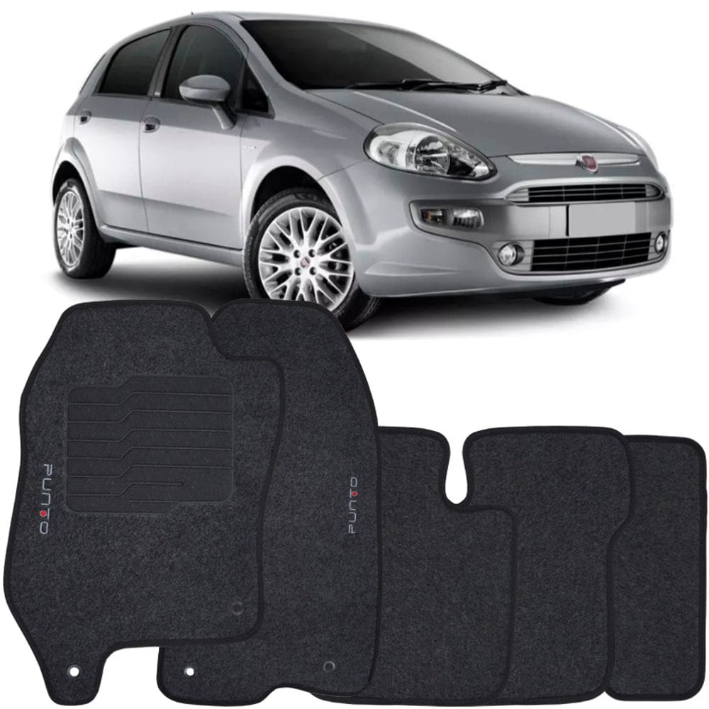 Jogo de Tapete Automotivo Carpete Fiat Punto 2013 à 2018 Soft Logo Bordado 5 Peças