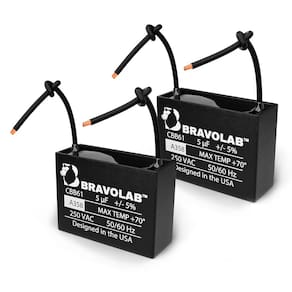 Capacitor de ventilador de teto Bravo Lab CBB61 5µF 250VAC 50/60Hz, pacote com 2
