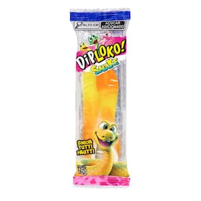 Bala de Gelatina DipiLoko Snake Sabor Tutti Frutti diversos 15g