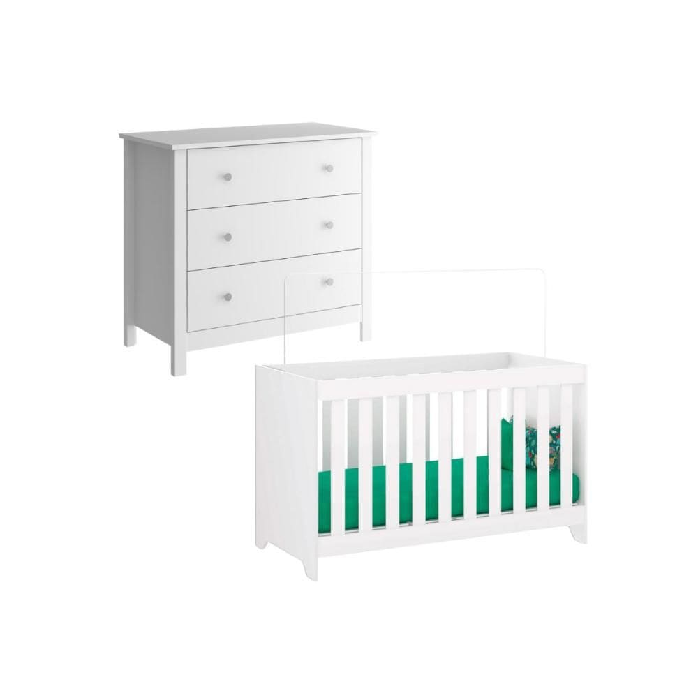 Berço Multifuncio3x1+ Cômoda Ditália 3Gav BBI-51 DM-219 Cozy