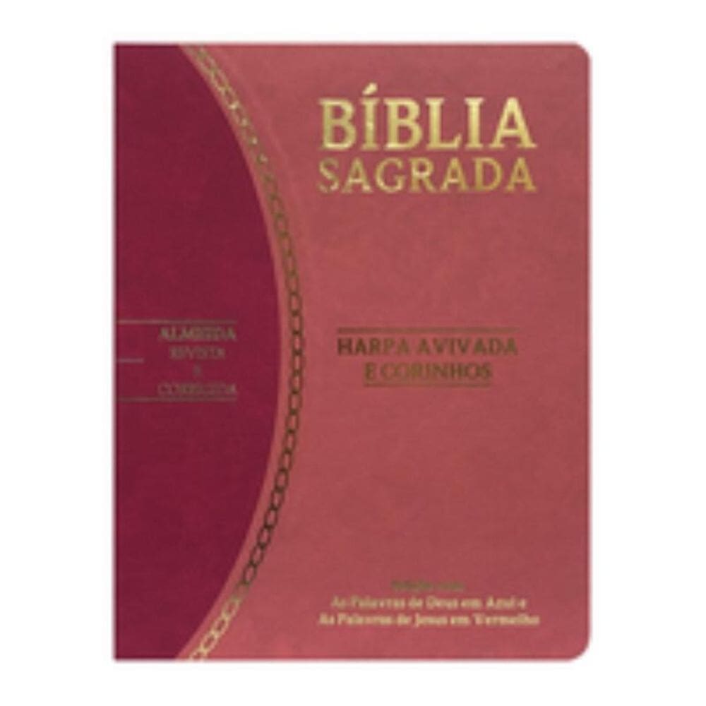 Bíblia slim large ARC com harpa PU bicolor - rosa e pink