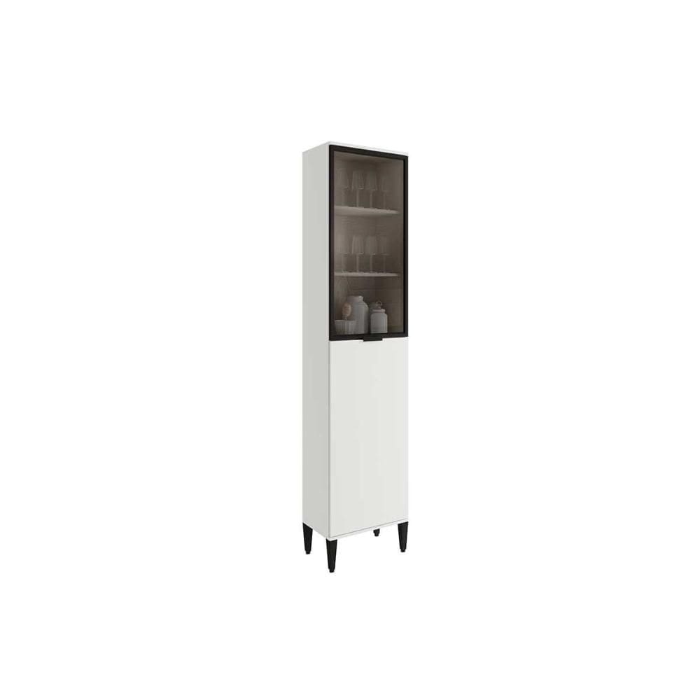 Paneleiro de Cozinha Modulado Alpha 2509 c/ 2 Portas (1 c/ Vidro) 50cm Branco - Carraro