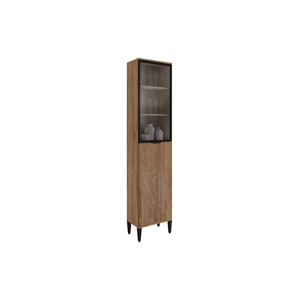 Paneleiro de Cozinha Modulado Alpha 2509 c/ 2 Portas (1 c/ Vidro) 50cm Freijo - Carraro