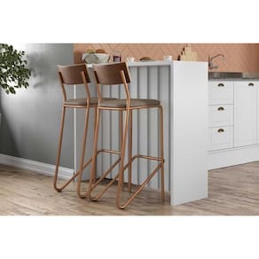 Banqueta de Cozinha Bella 2613 120cm e 2 Banquetas 1747 Branco - Rose/Areia/Caramelo - Carraro
