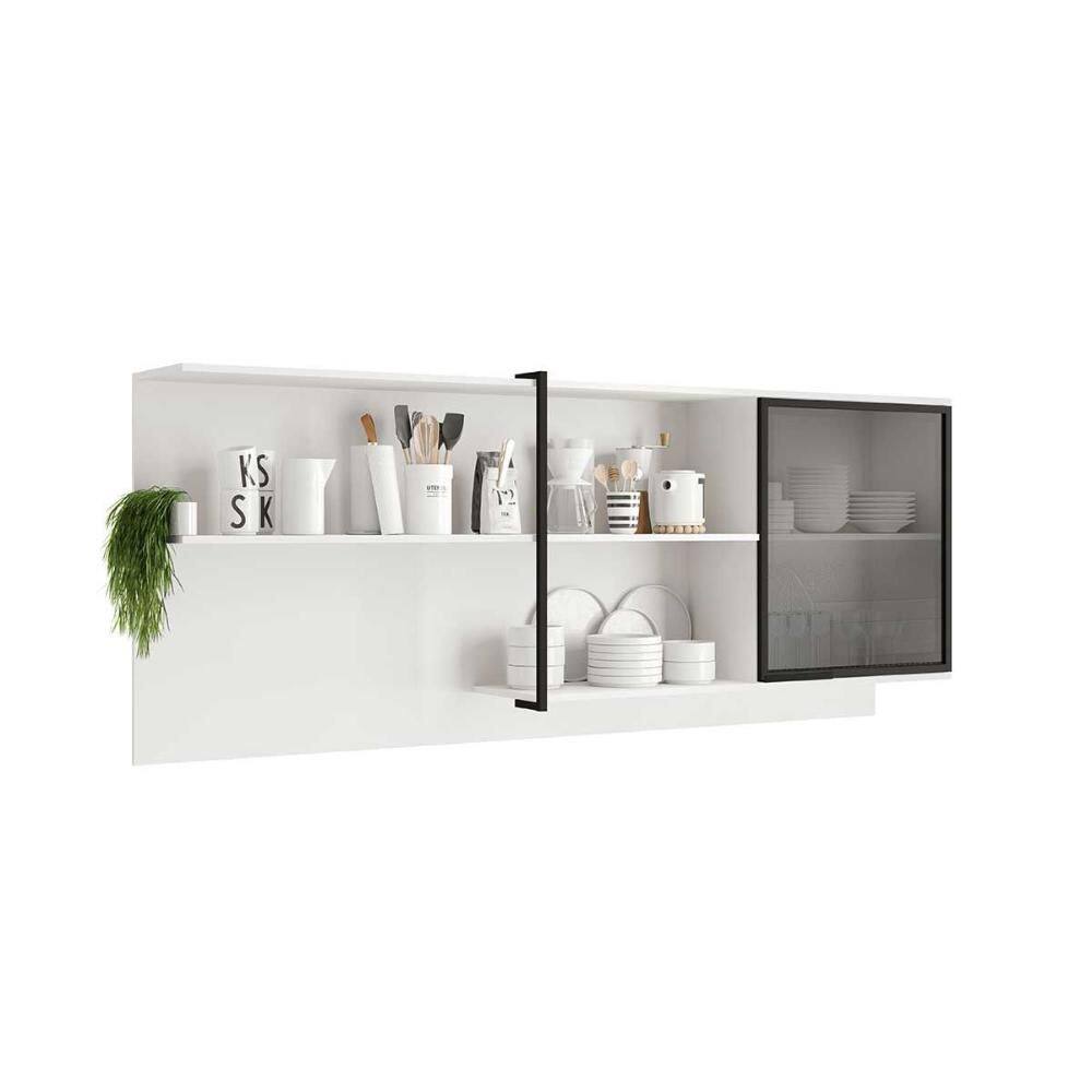 Armário de Cozinha Modulado Alpha 2504 c/ 1 Porta c/ Vidro 200cm Branco - Carraro