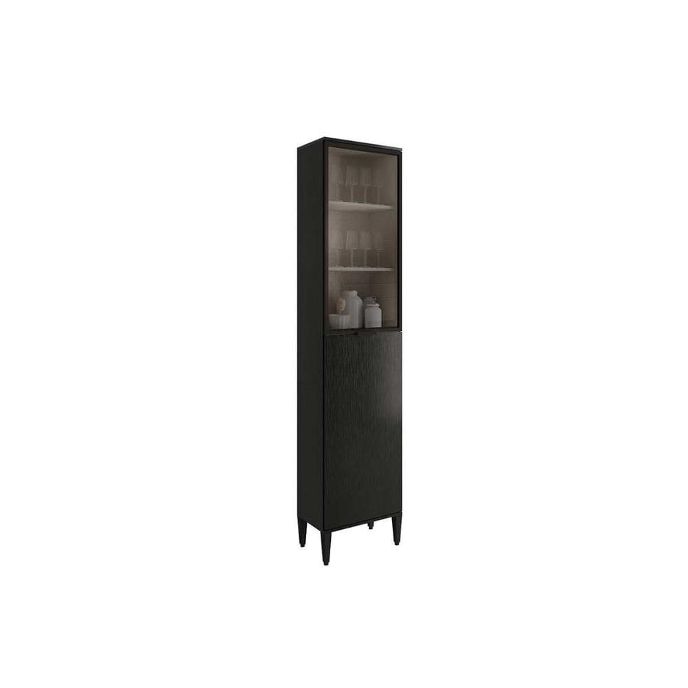 Paneleiro de Cozinha Modulado Alpha 2509 c/ 2 Portas (1 c/ Vidro) 50cm Preto - Carraro