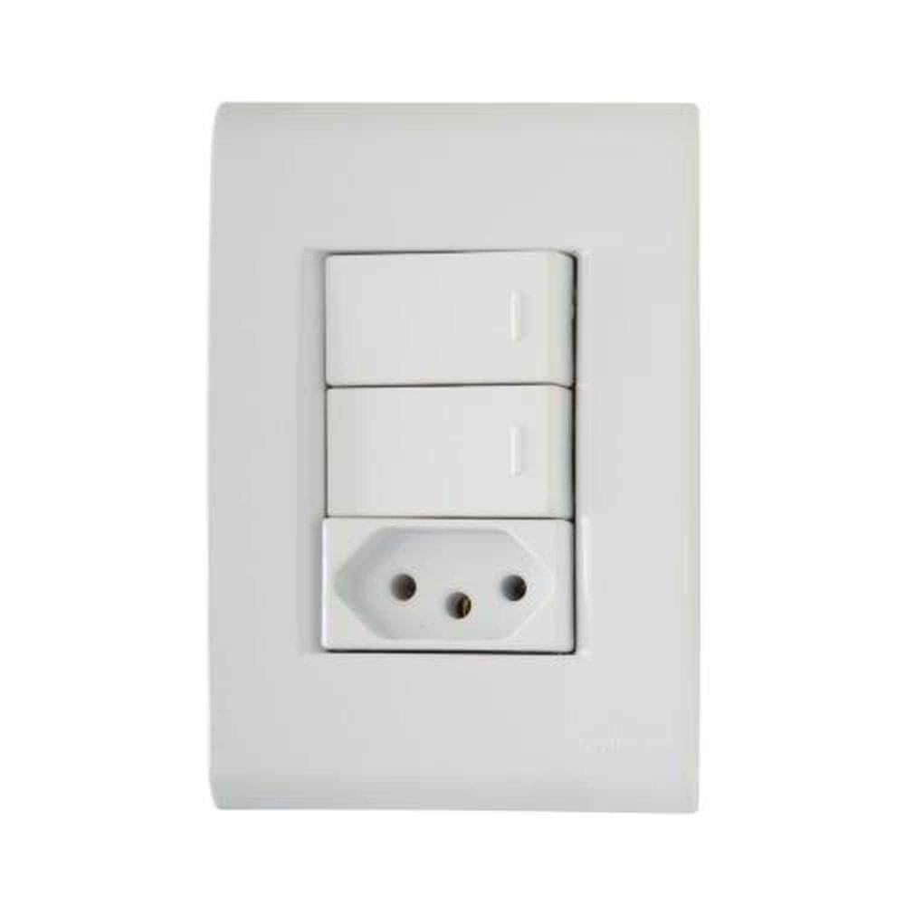 Interruptor Simples + Tomada 10a Branca - Conjunto 2 Peças - Linha Liz Tramontina