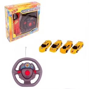 Brinquedo Carrinho Controle Remoto Volante Sem Fio Amarelo