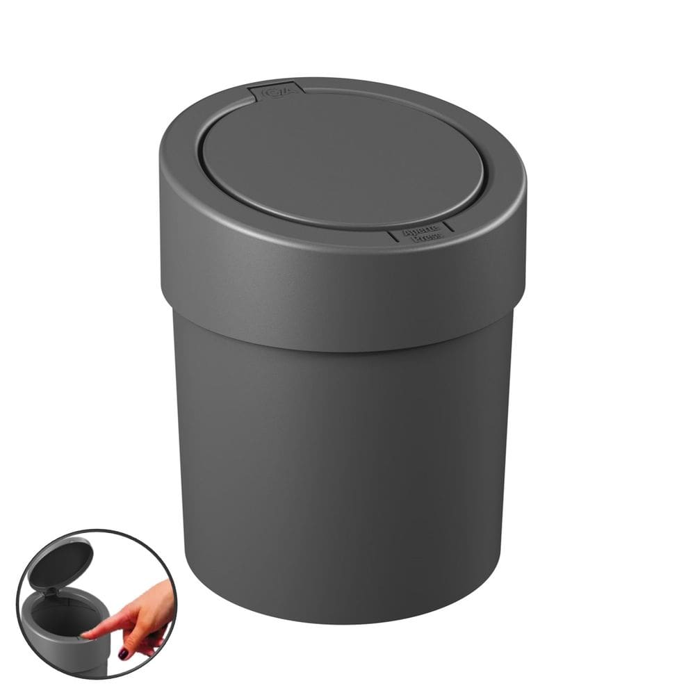 Lixeira 5,4 Litros com Tampa Click Press Cozinha Banheiro grafite - 10908 Coza