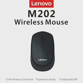 Mouse sem fio Lenovo M202 2.4 GHz com design ergon?mico
