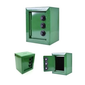 Mini Cofre Cofrinho Reforçado Aço Segredo Notas Moedas Verde
