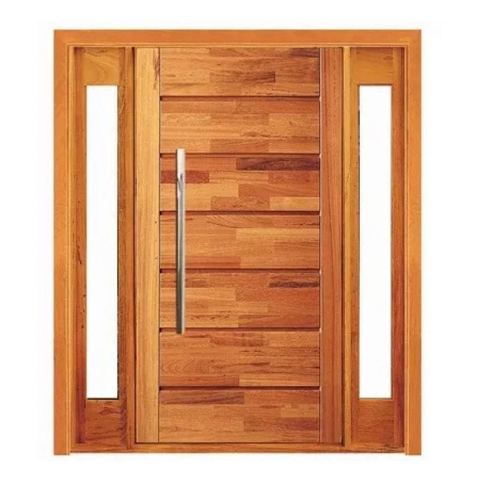 Porta Pivotante Pontal com Visor Lateral Duplo - Madeira Maciça - Angelim