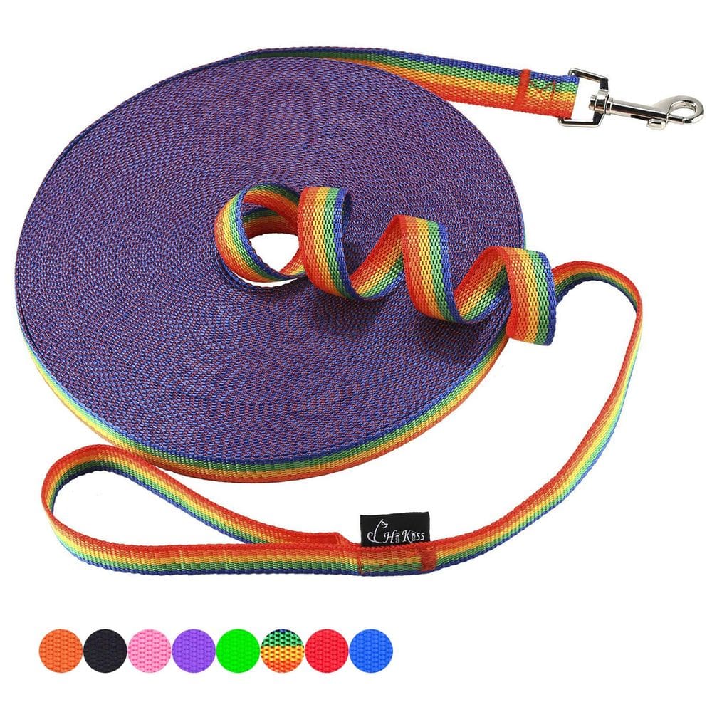 Coleira de treinamento Hi Kiss Dog Obedience Recall Nylon 9m Rainbow