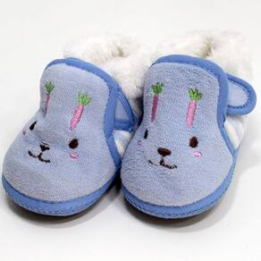 Pantufas Sapatinho Coelhinho Para Bebês Forrada com fecho aderente
