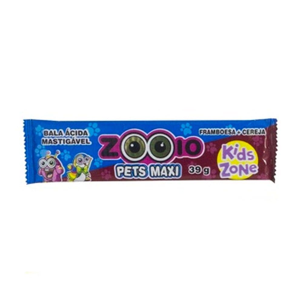 Bala Kids Zooio Pets Maxi Acida Mastigável Sabores diversos 39g