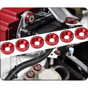 Parafuso Arruela Anodizadas 10 Und M6 Tuning Carro Vermelho