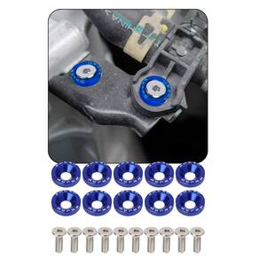 Parafuso Arruela Anodizadas 10 Unidade M6 Tuning Carro Azul