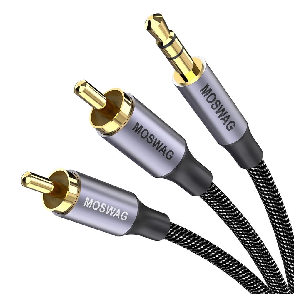 Cabo de áudio MOSWAG 3,5 mm a RCA 1 m para smartphones, MP3, tablets