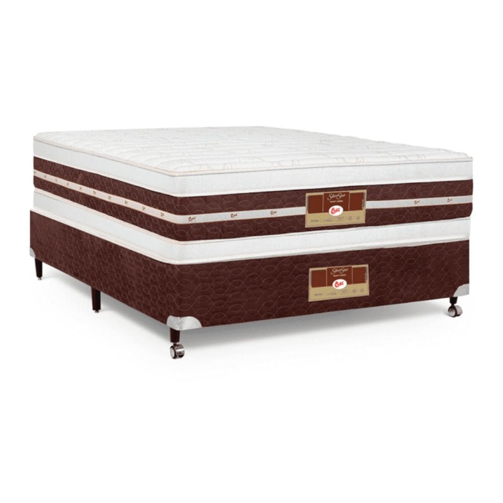 Cama Box Casal Castor Silver Star Air Double Hibrido 138x188x61 + Box Castor