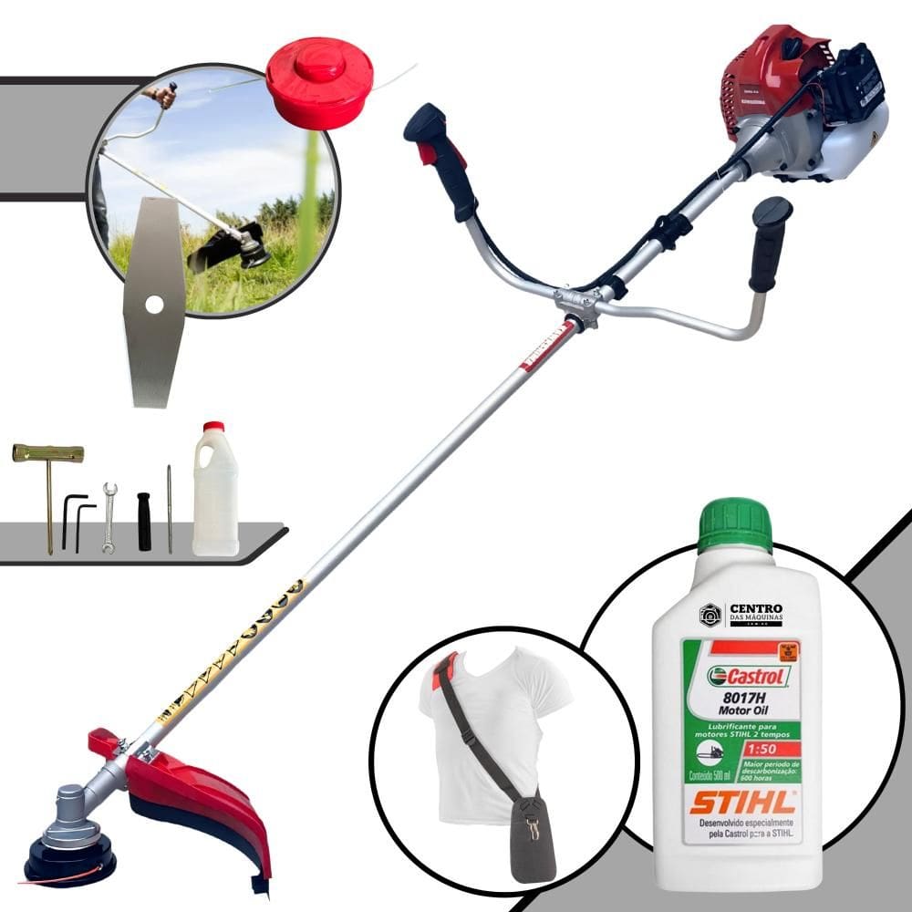 Roçadeira Profissional Kawashima BCJ620-L À Gasolina 3HP de Potência 62cc 10.000rpm Com Carretel de Nylon + Faca 2 Pontas + ÓLEO STIHL 2 Tempos