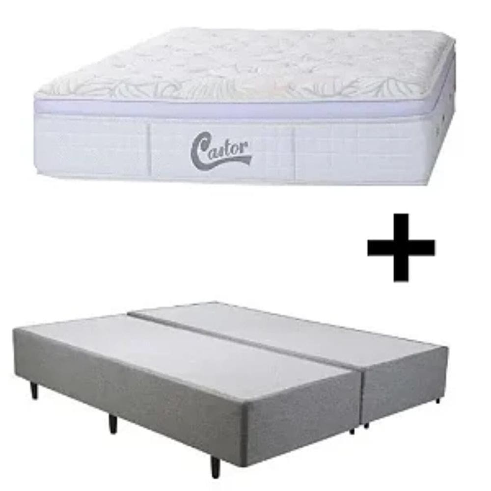 Cama Box Queen Castor Vitagel Euro One Face 158x198x59 + Box Castor