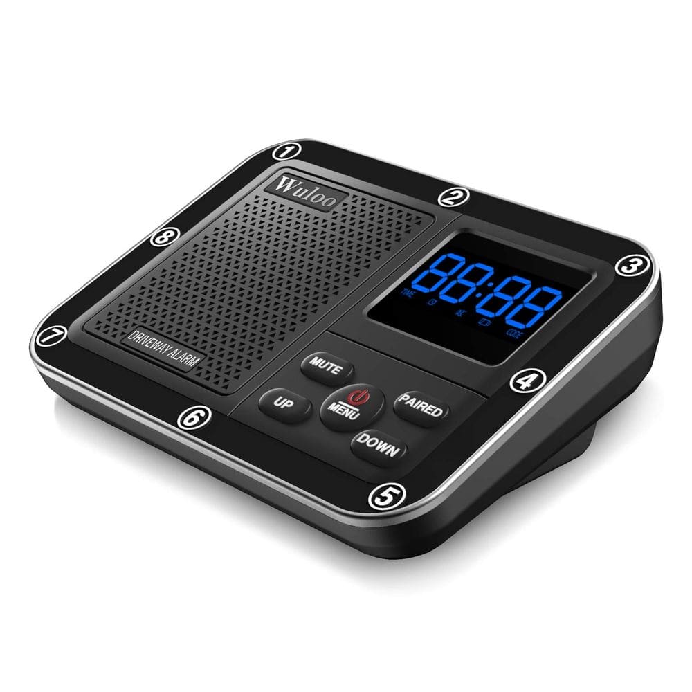 Alarme de garagem sem fio Wuloo, alcance de 536 m com relógio e alarme