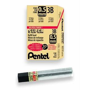 Recarga de grafite Pentel Super Hi-Polymer 0,5 mm Fine 3B 144 unidades