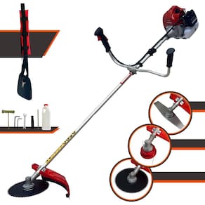 Roçadeira Kawashima BCJ620L À Gasolina 62cc 3HP 10.000rpm Máquina de Corta Grama Completa Com Carretel de Nylon + Lâmina 2 Pontas + Lâmina 80 Dentes