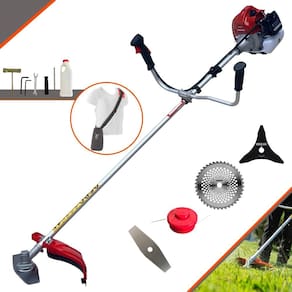 Roçadeira Máquina de Corta Grama À Gasolina Kawashima BCJ620L 2T 62cc 3HP 10.000rpm + Lâmina Facão + Lâmina 3 Pontas + Lâmina 40 Dentes + Carretel