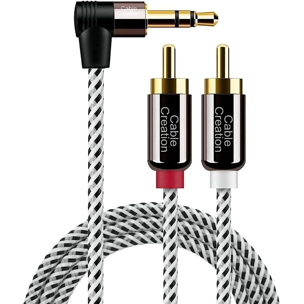 Cabo de áudio Creation de 3,5 mm para ângulo RCA de 1,6 pés, pacote com 2