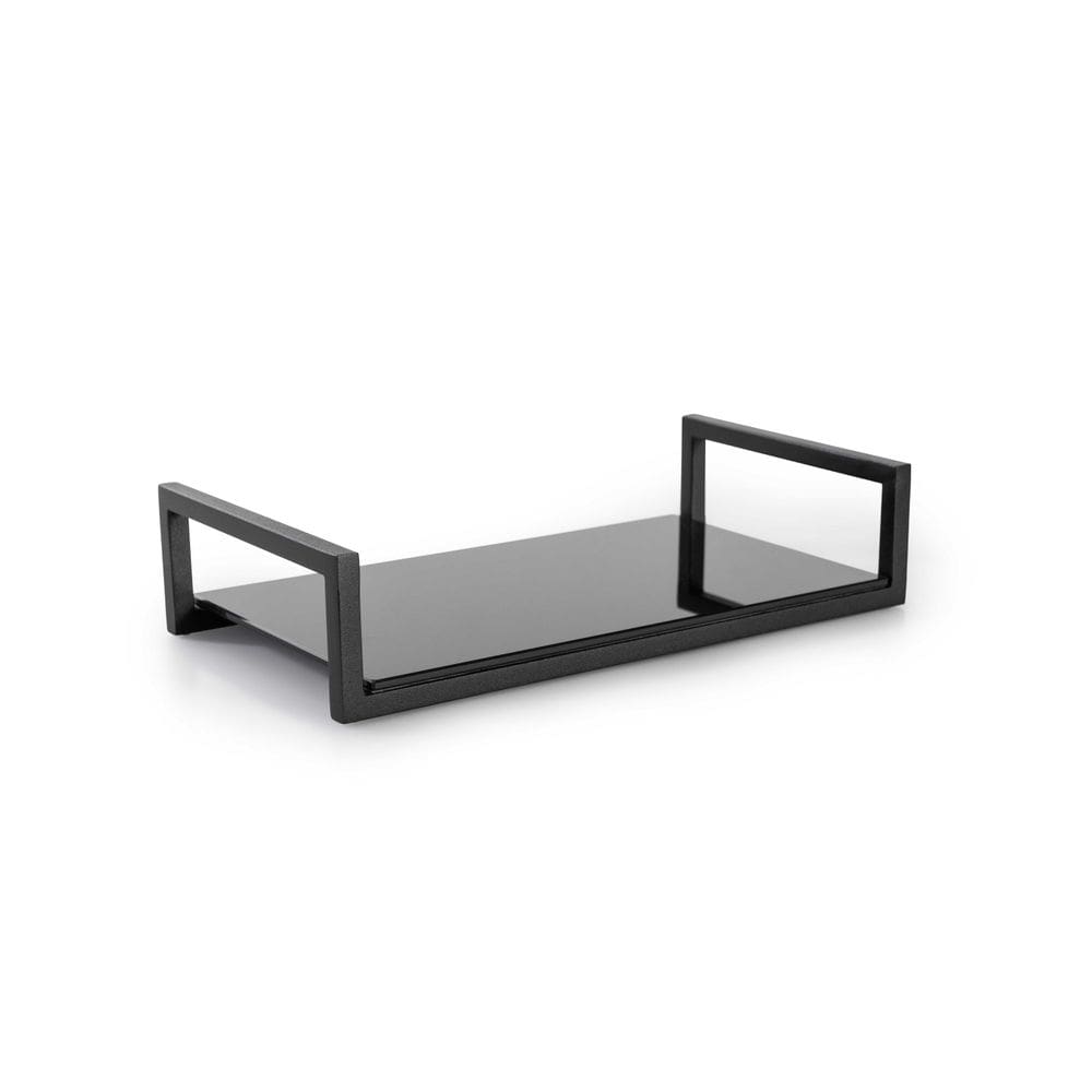 Bandeja Decorativa Frame 27cm Vidro e Aço Suporte P/ Objetos