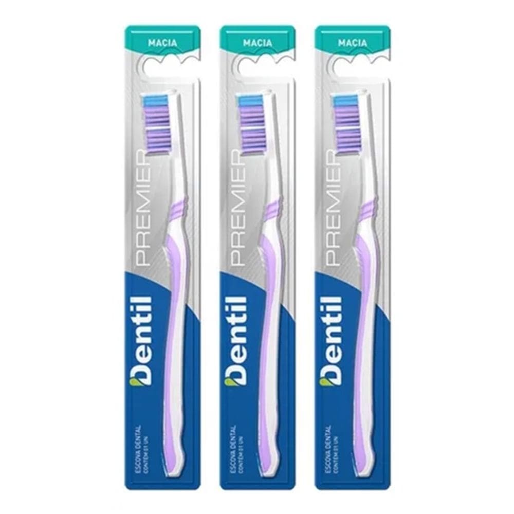 Kit 3 Unidades Escova Dental Dentil Premier Média diversas