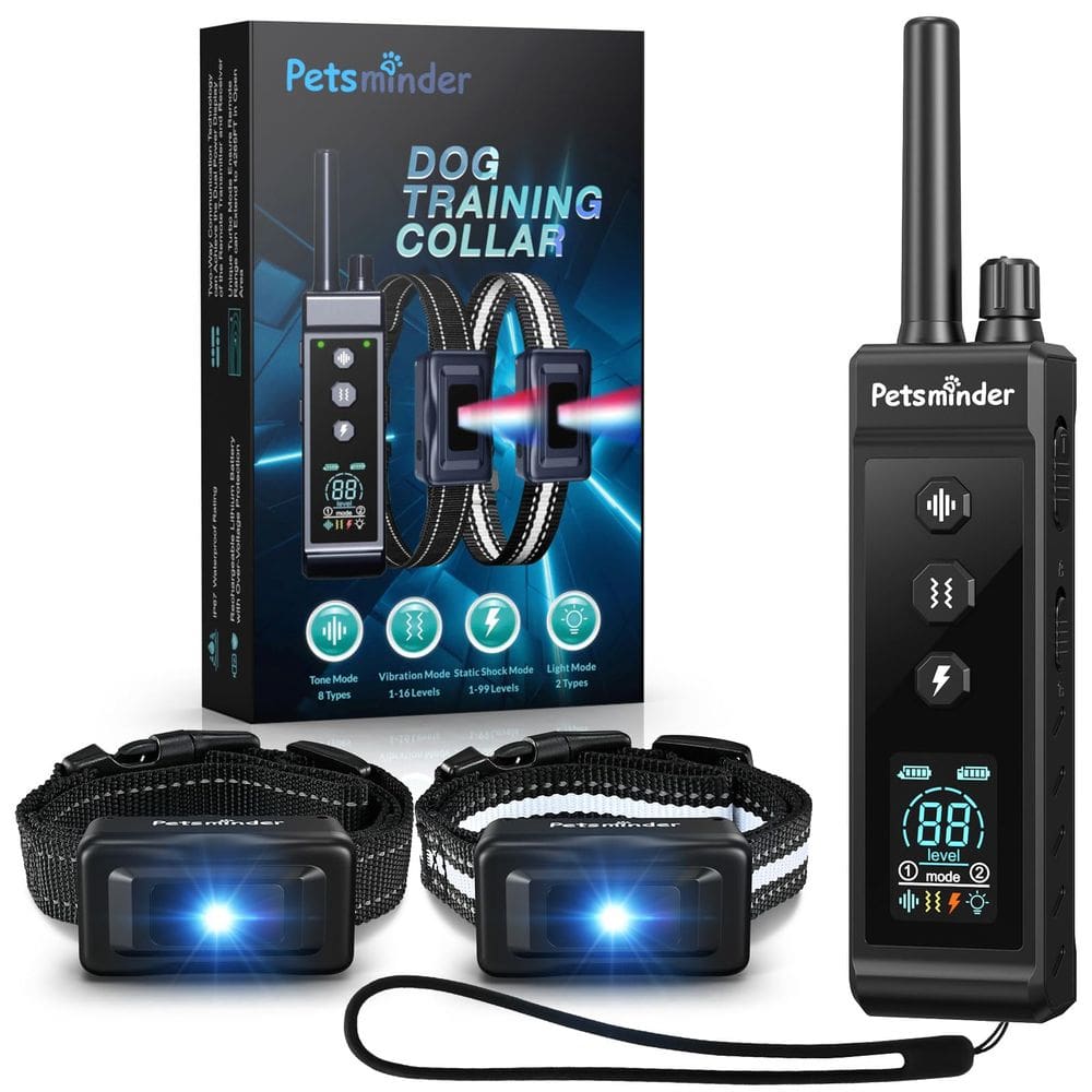 Coleira de treinamento para cães PETSMINDER 2 cães 400 m recarregável IP67