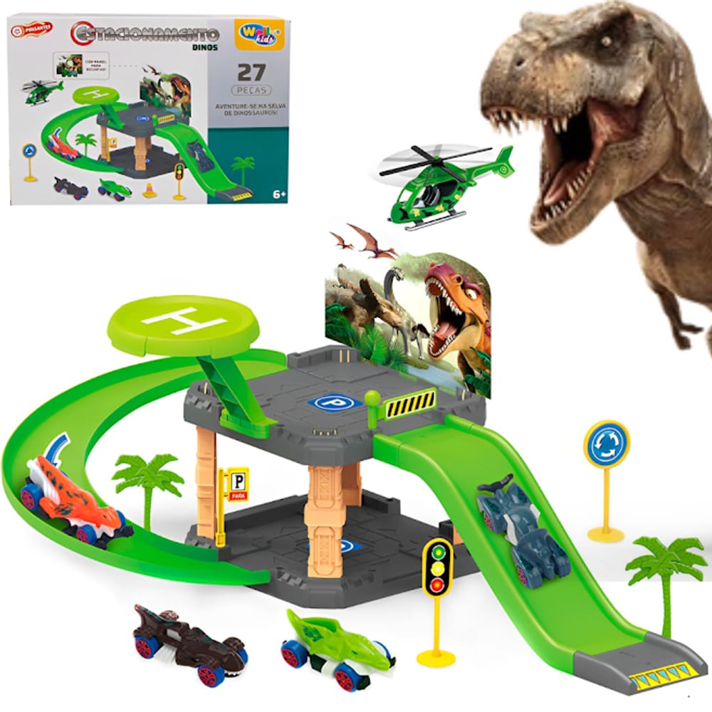 Pista Estacionamento Dino 27 Peças Cidade Dinossauro