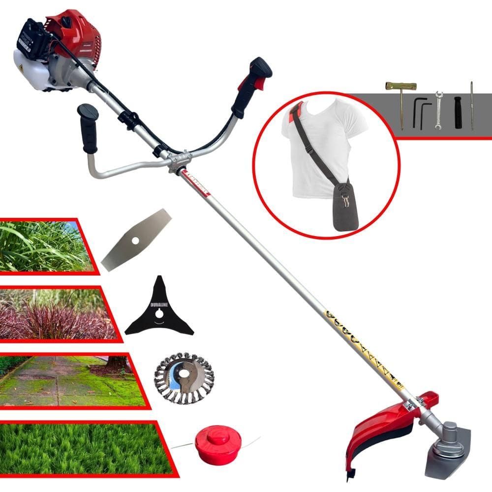 Roçadeira Profissional Multifunções Kawashima BCJ620L À Gasolina Motor 2 Tempos 3HP 62cc 10.000rpm + Extra Faca 3 Pontas e Escova de Aço 24 Cerdas