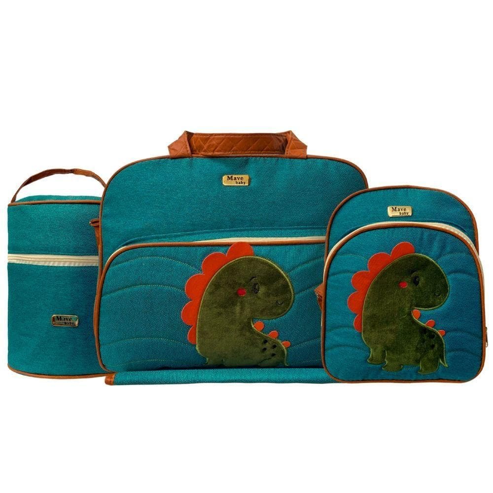 Kit Bolsa E Mochila Bebê Dino Baby Premium Verde