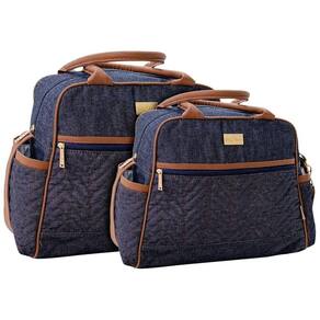 Kit Bolsas Maternidade Matelassê Baby Classic Premium Jeans