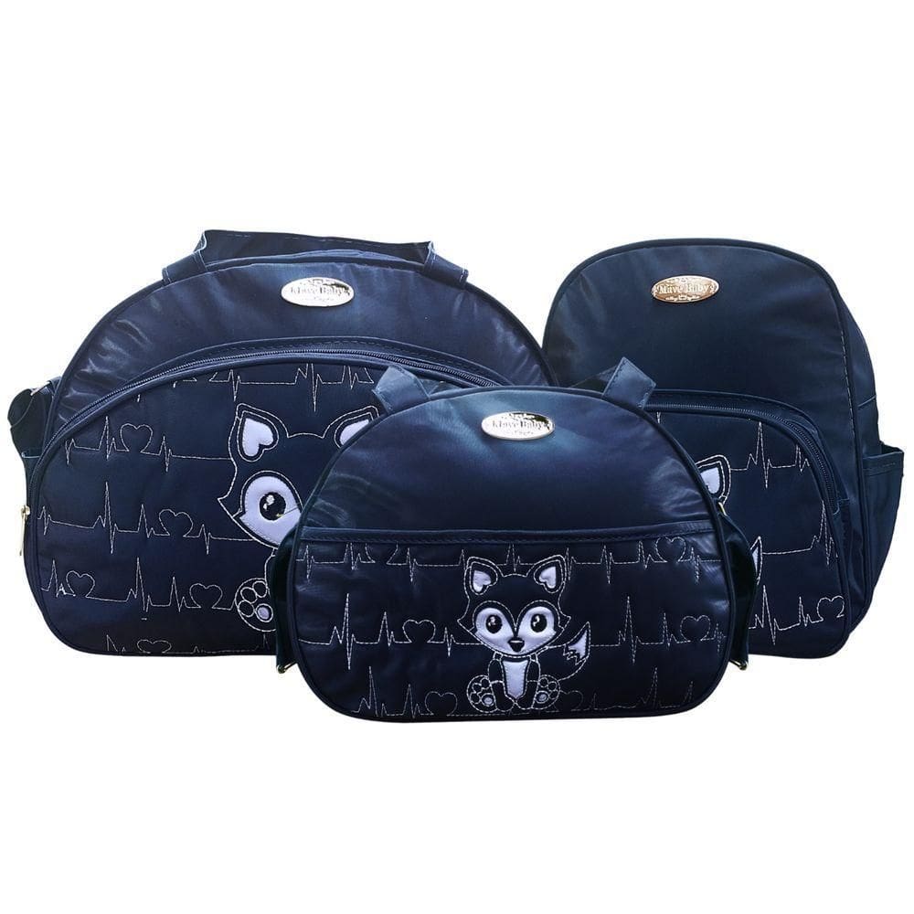 Kit Bolsas Maternidade Raposinha Baby Style Azul Marinho
