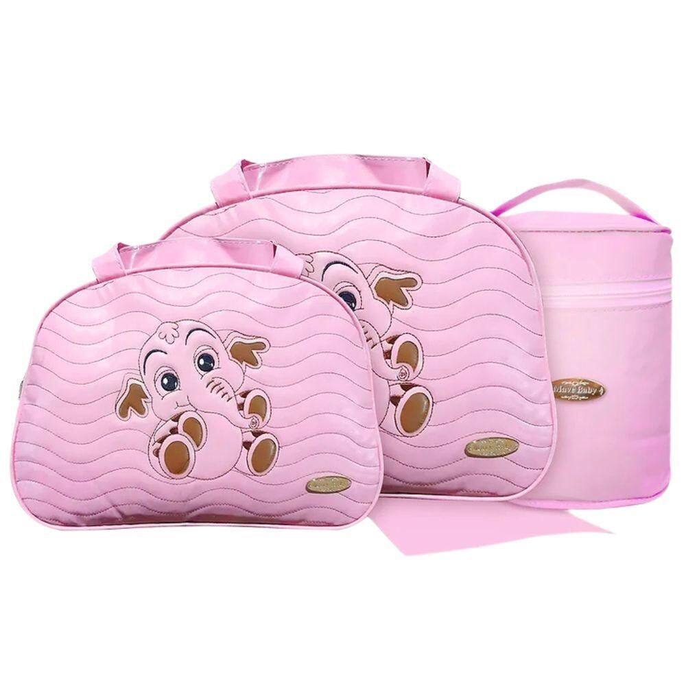 Kit Bolsas Maternidade Elefante Baby Completo Rosa