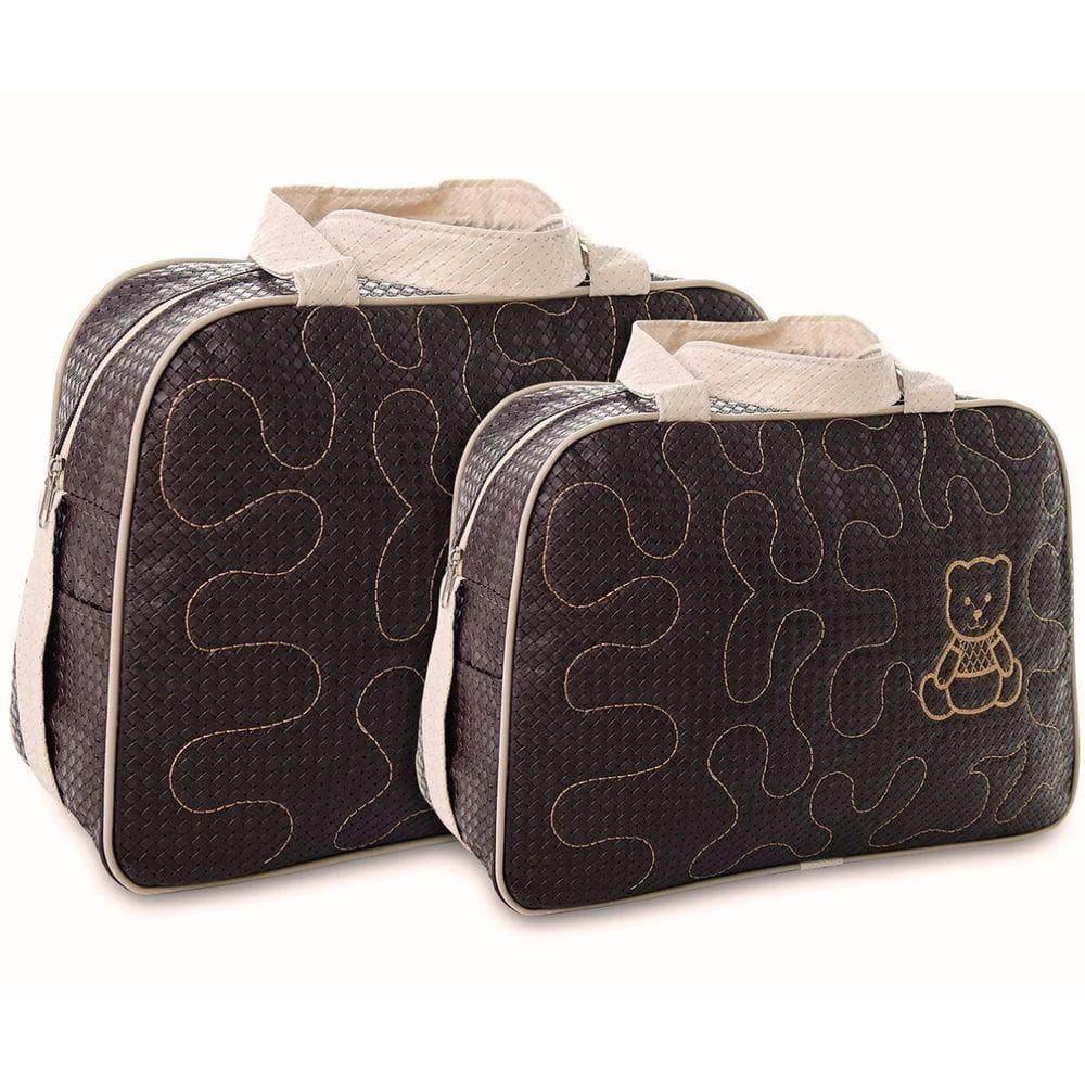 Kit Bolsas Maternidade Ursinho Bordado Baby Marrom