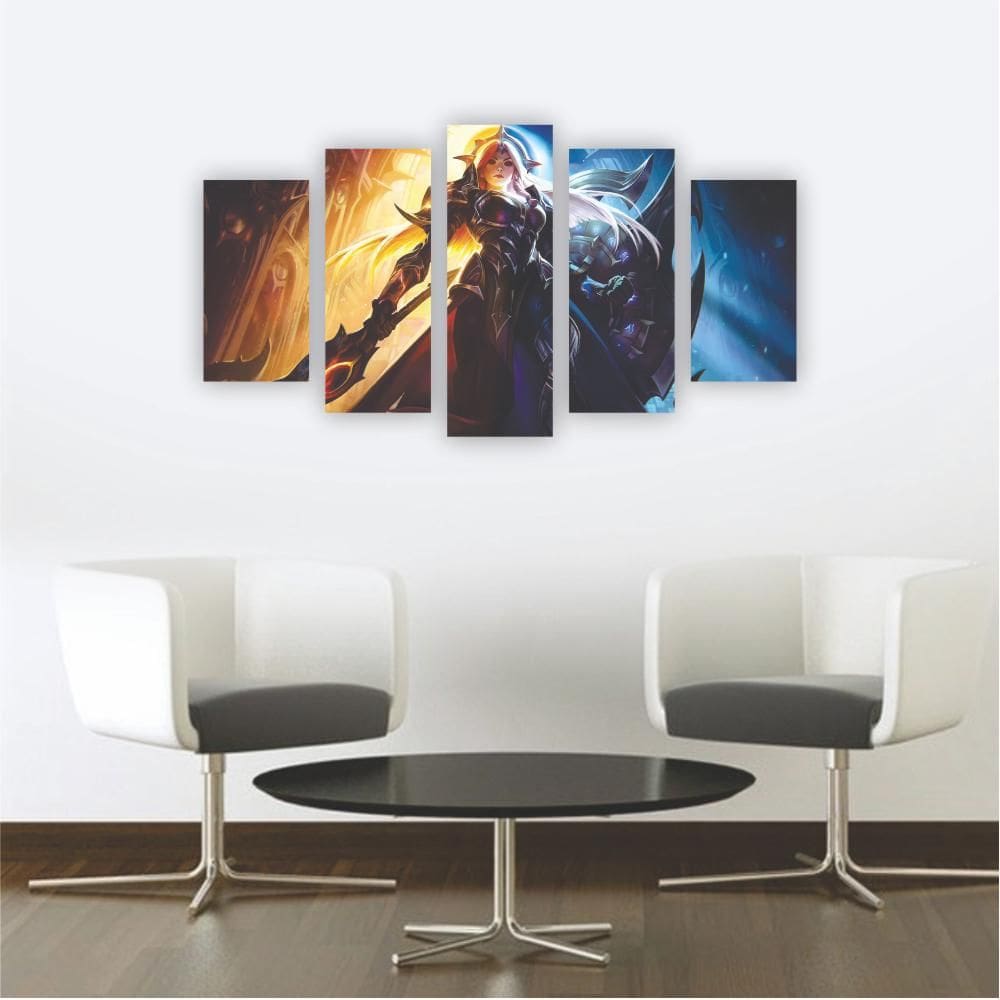 Quadro Mosaico Decoração Nerd Gamer 5 Peças Mdf Mod 17