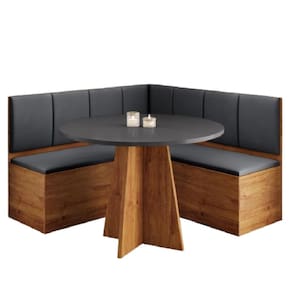 Conjunto Sala de Jantar Canto Alemão com Baú Liebe com Mesa Fin Veludo Viero