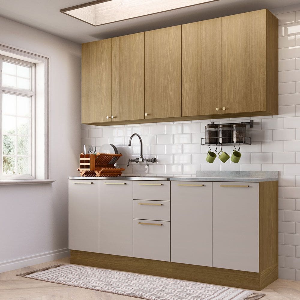 Cozinha Compacta 4 Peças com Tampo 200cm Elegance Luciane Móveis