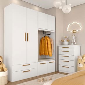 Modulado Infantil Joy Roupeiro Com Cômoda E Puff Baú Bc/fr/l.bge - M.a