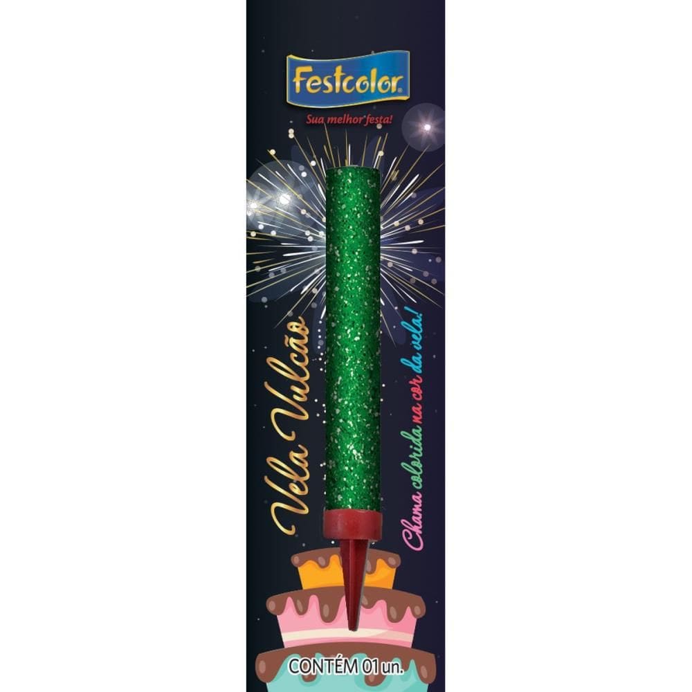 Vela Para Aniversario Vulcao Verde Festcolor