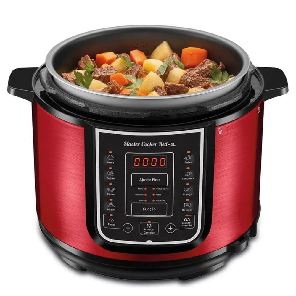 Panela de Pressão Elétrica Mondial Digital Master Cooker Red 5L 900W Vermelho/Inox 127V - PE-39