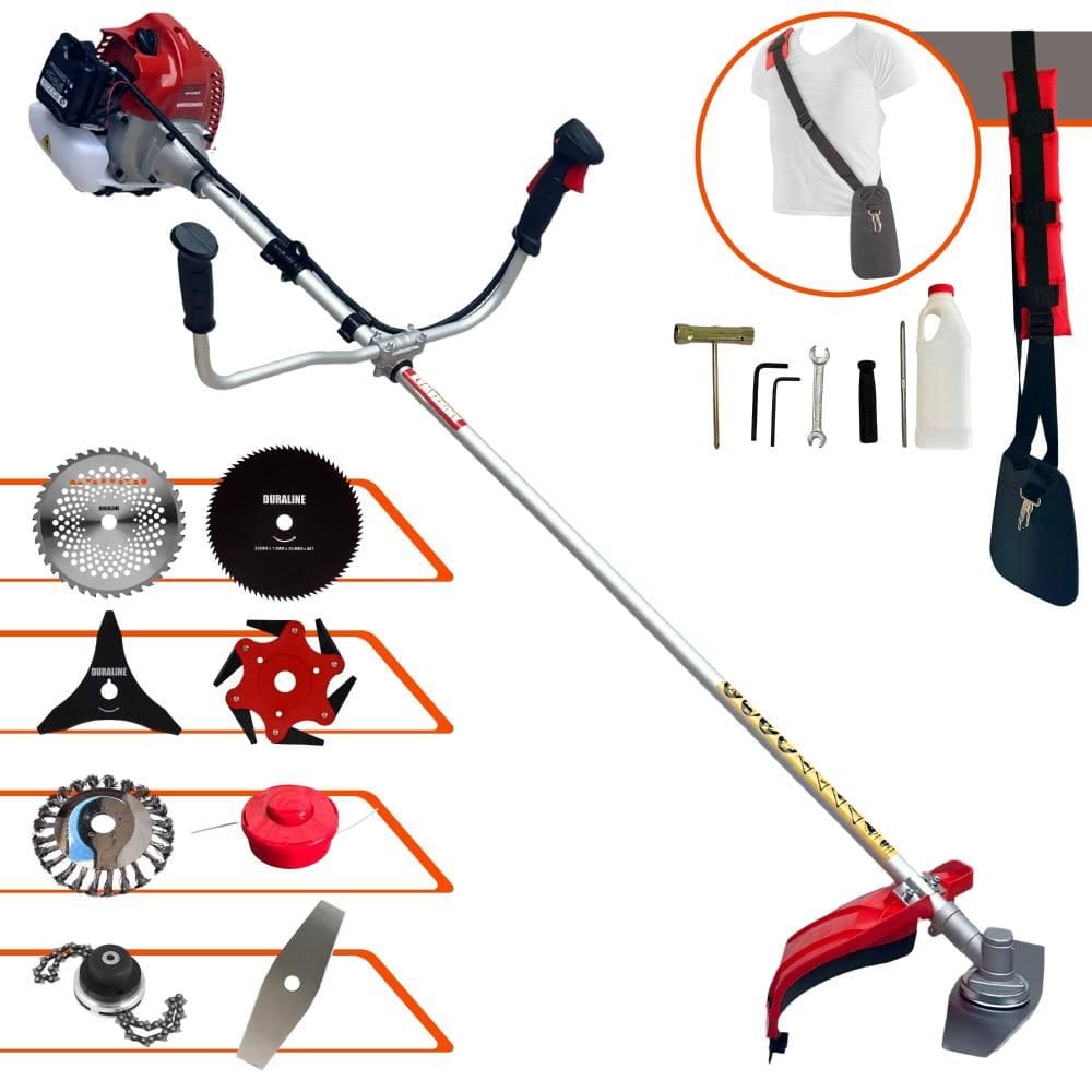 Roçadeira Robusta Kawashima BCJ620L À Gasolina 62cc 3HP Alta Rotação Para Todos os Tipos de Trabalho Com Carretel Nylon + Kit de 7 Opções de Cortes